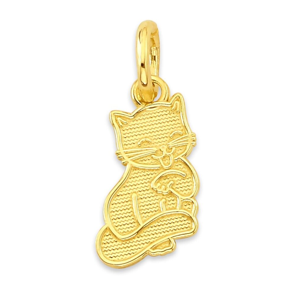 Solid 14k Gold Cat Charm - Animal Jewelry Gifts for Her